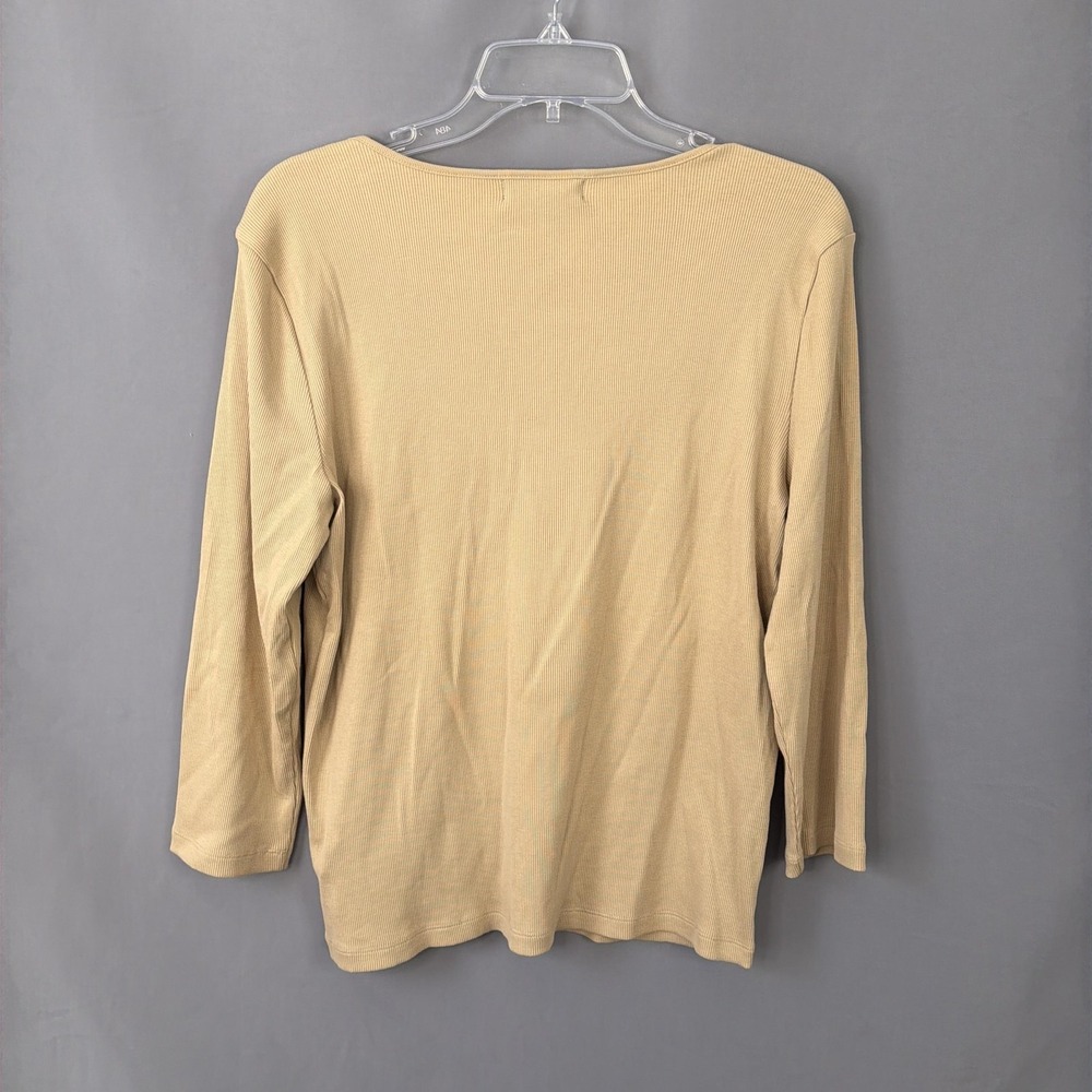 Lauren Ralph Lauren Top Womens XL Cotton Y2K Crochet Ribbed Knit 90s Basic - Picture 2 of 6